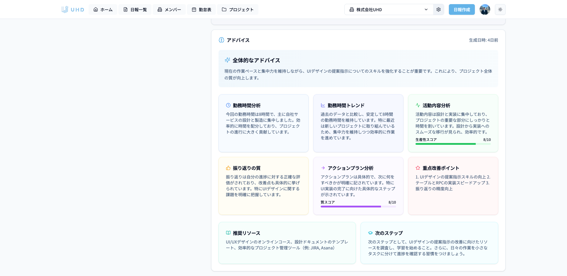 日報に対するAIフィードバック